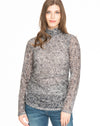 This Spense Printed Lace Mesh Turtleneck Top is made for an edgy-chic look!