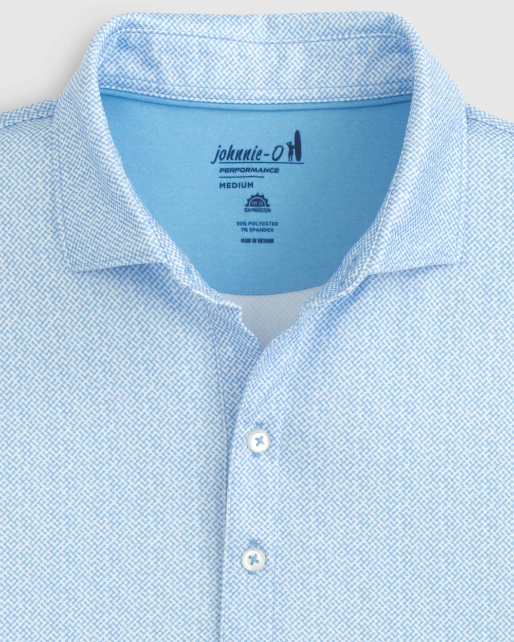 Our classic performance jersey polos are designed to be worn before, during and after the best round you've ever had. Made with a lightweight, moisture-wicking fabric with a comfortable touch of stretch (that also protects&nbsp;with UPF 50), they're a staple in every closet. The Hinson Polo features a "non-solid solid" print that offers a little more intrigue than your standard solid polo.