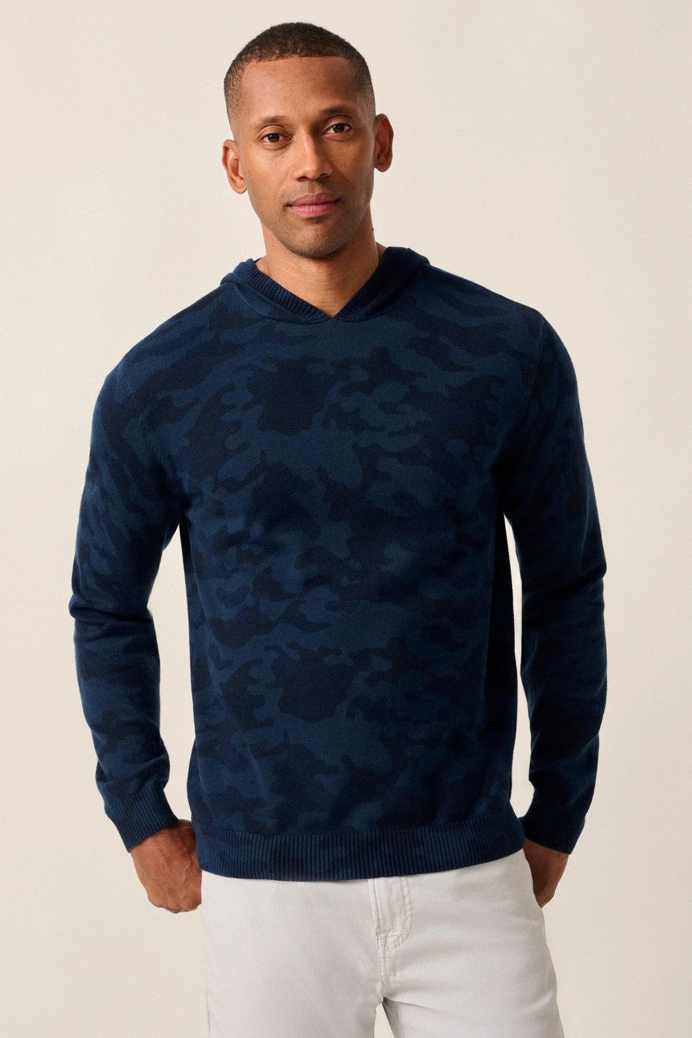 Knit with a breathable blend of cotton, nylon and silk, this camo hoodie balances functionality, comfort and style points perfectly for your cool weather rotation. And not for nothing, can work on the golf course