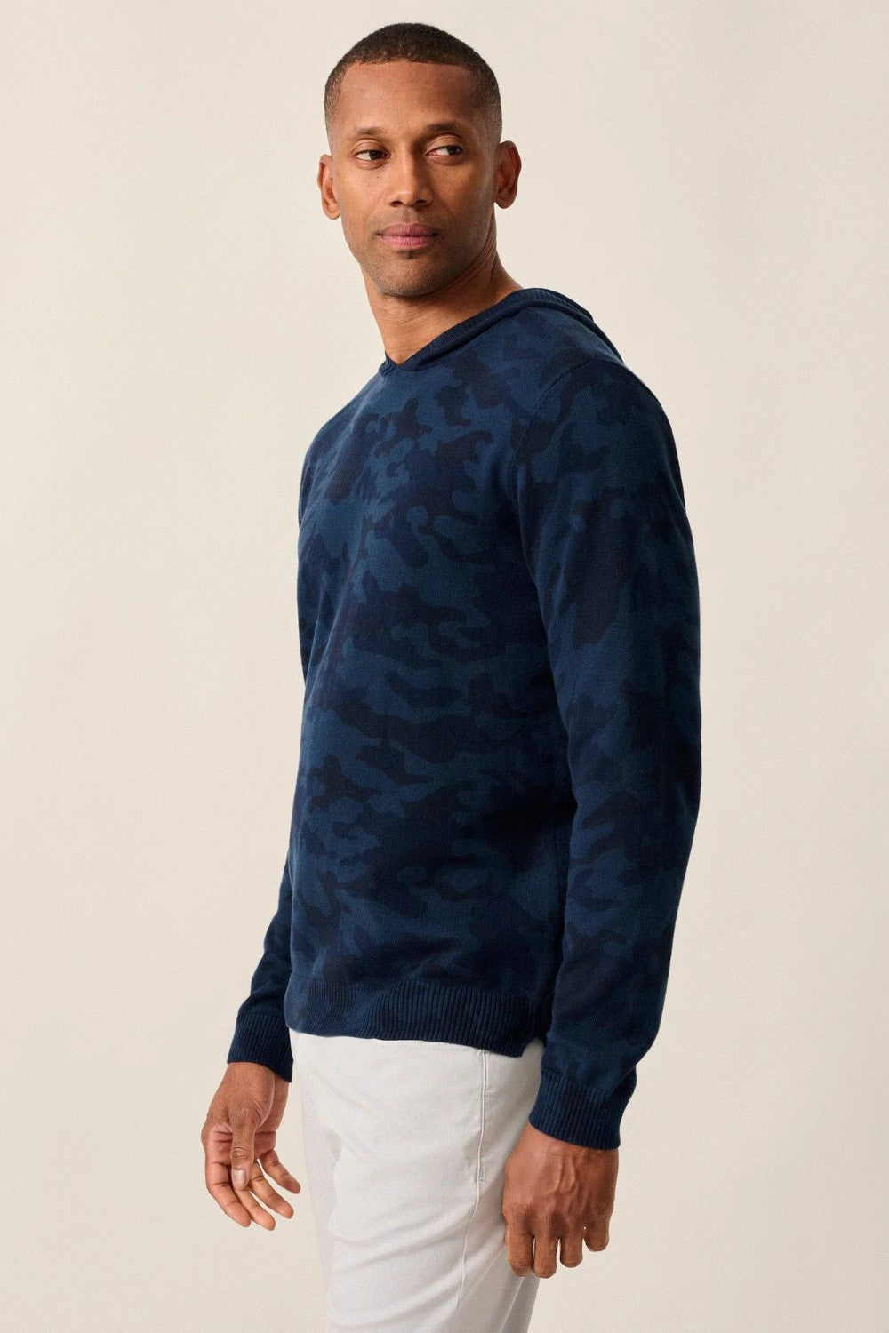 Knit with a breathable blend of cotton, nylon and silk, this camo hoodie balances functionality, comfort and style points perfectly for your cool weather rotation. And not for nothing, can work on the golf course