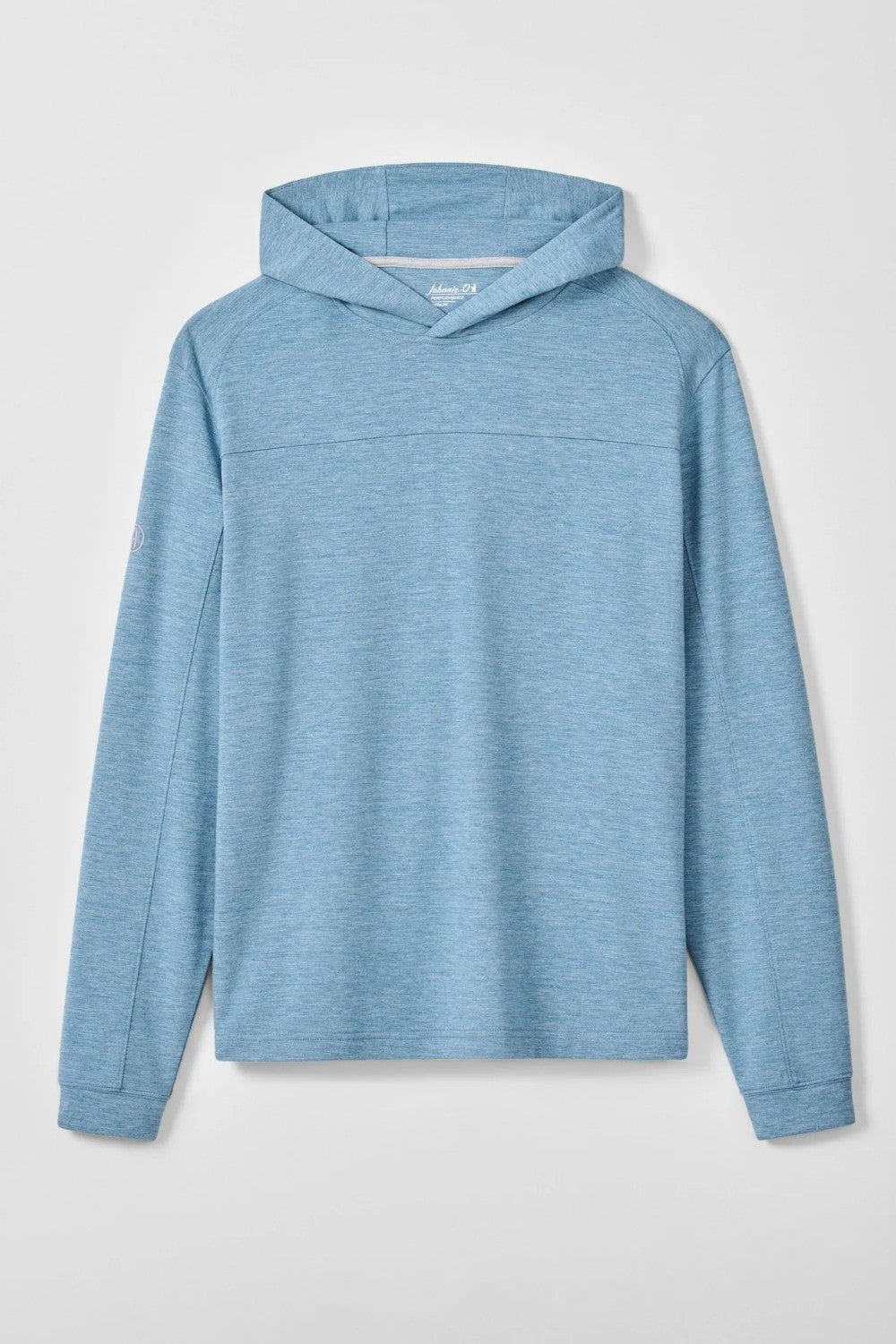 Blue hoodie on a light gray background