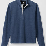 Blue pullover with a zipper on a light gray background