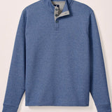 This pullover is made with a moratronic diamond knit which is different than a classic quilting stitch—the benefit is that unlike quilted styles that might lose a thread over the years, this will keep it's pattern forever. We also used alcantara performance suede details on the placket which is machine washable and what they used for upholstery in high end sports cars—pretty cool, if you ask us.