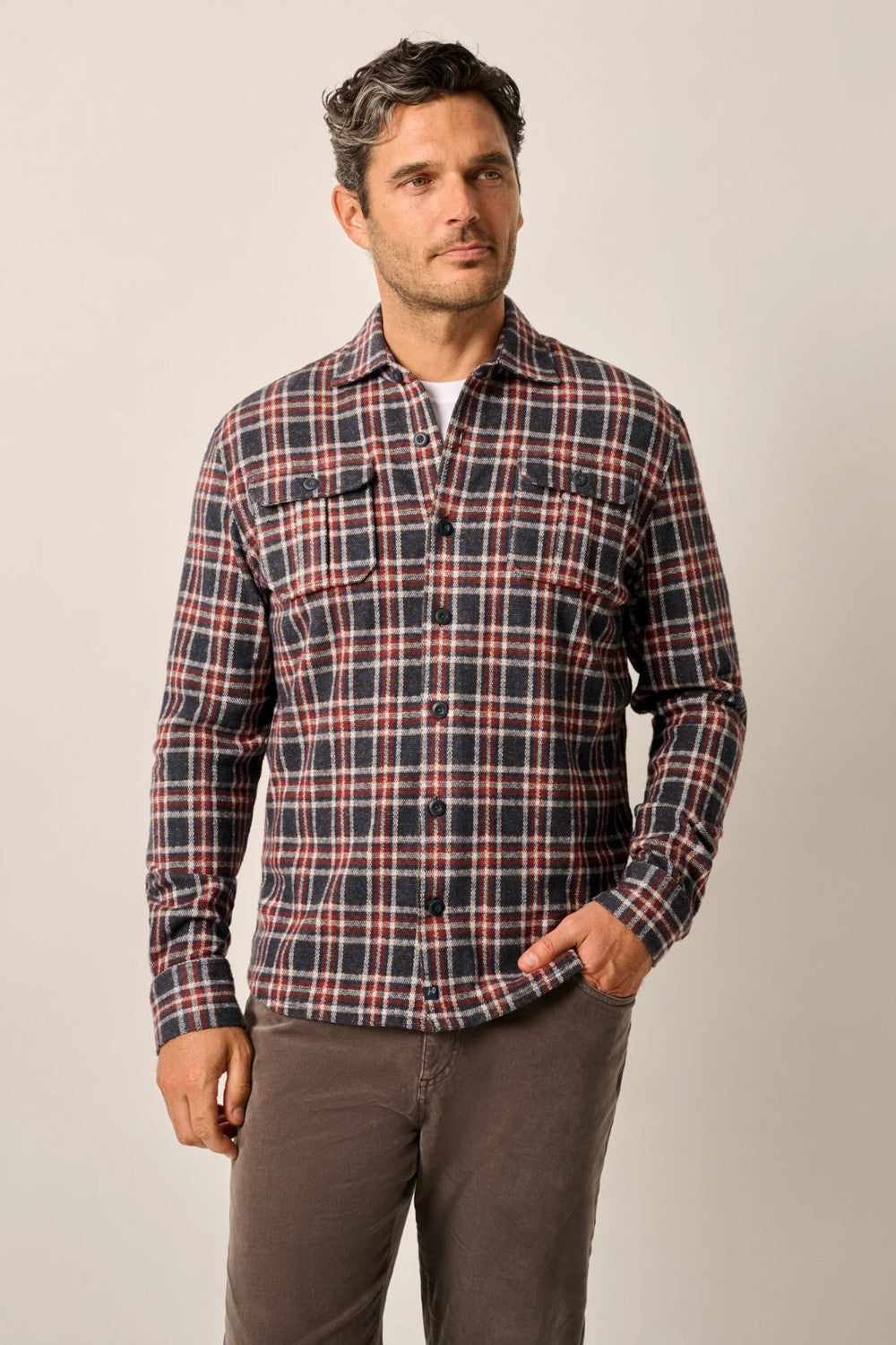 From our Top Shelf collection, this Lodge Shirt in an ultra-soft stretch cotton flannel blend gives you the benefits of a classic overshirt and the weight and warmth of a work jacket.