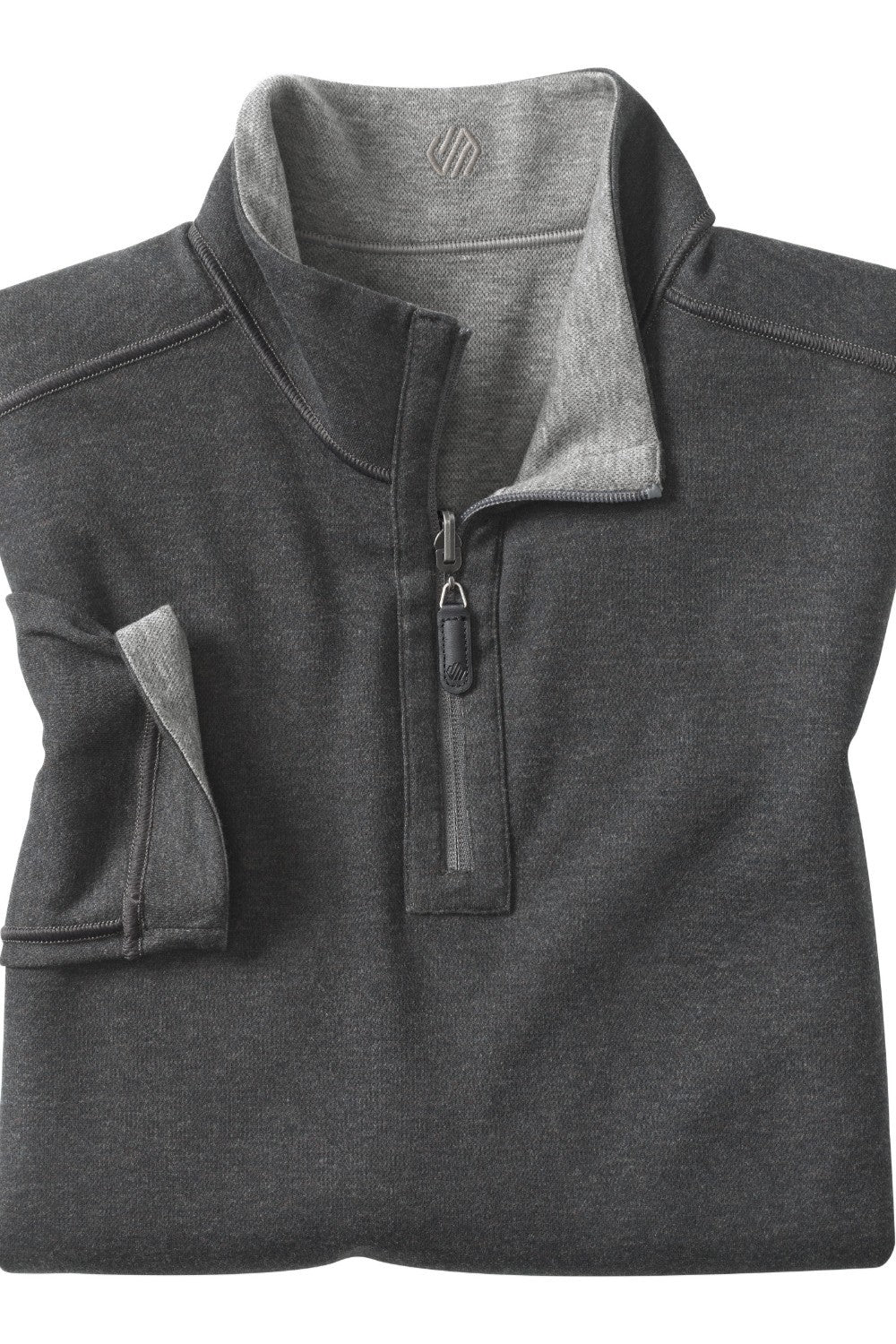 Gray pullover with a zipper on a white background
