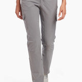 Person wearing gray pants on a white background