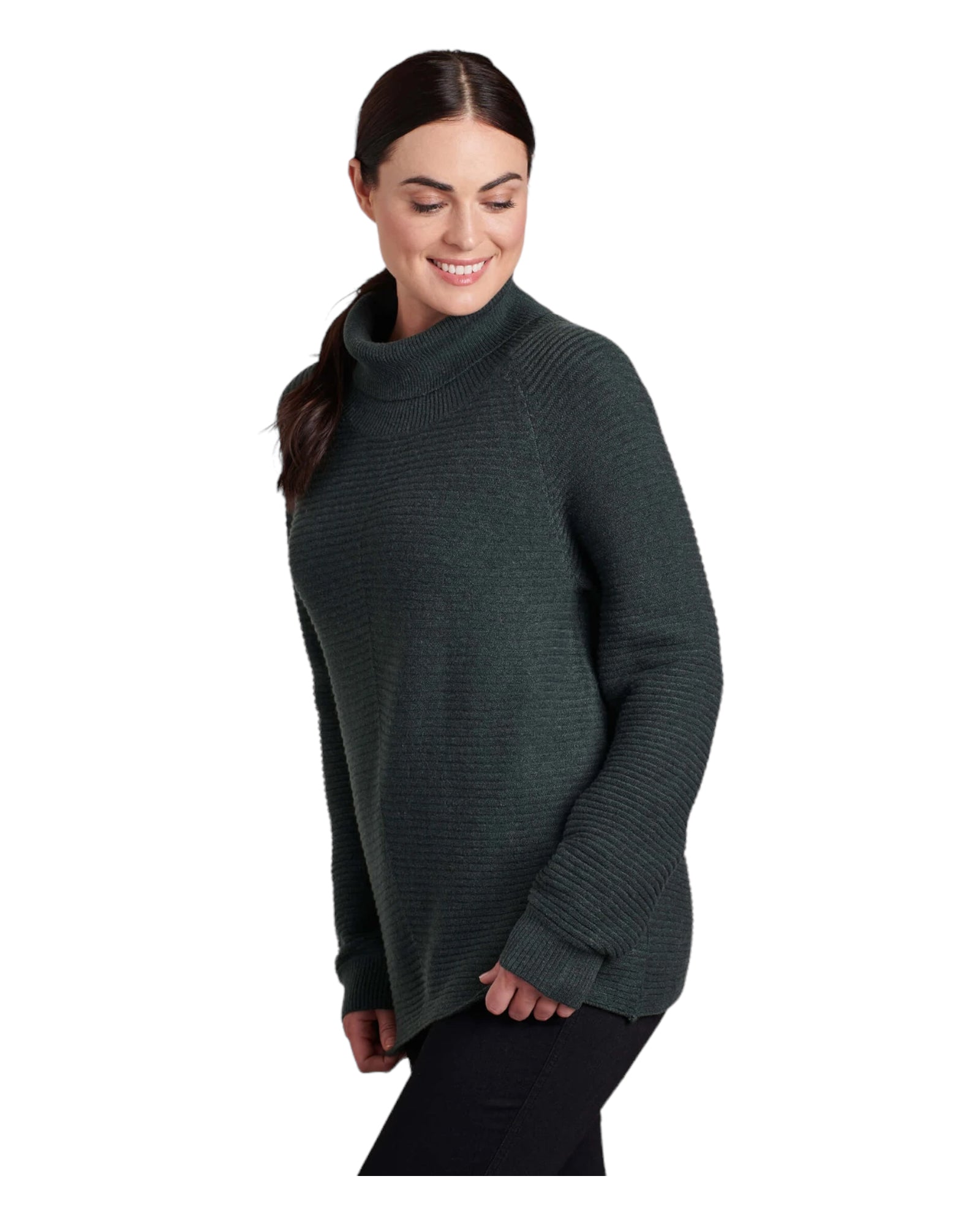 Snuggle up with SOLACE Sweater and chase away those wintery blues. With a cozy cowl neck and a flawless fit, the versatile SOLACE can transition from casual to glamorous as your occasion demands.