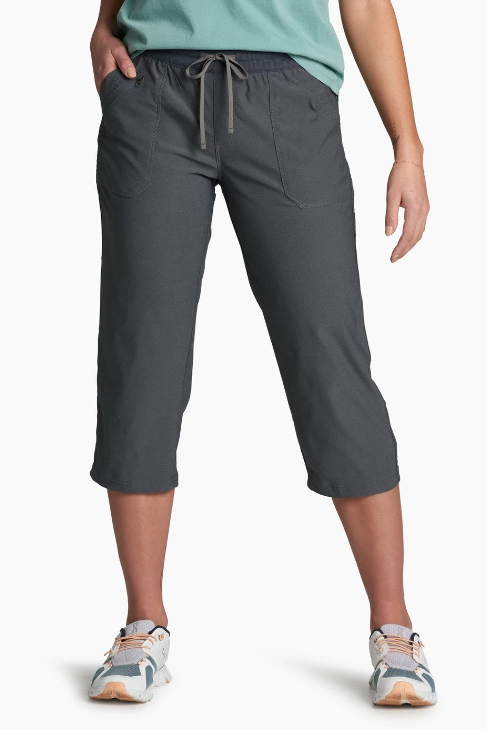 Featuring our durable performance blend fabric with the ideal stretch, the TREKR Pull-On Kapri is ready for casual summer fun. The pull-on waistband and external drawcord let you customize your fit for versatile everyday comfort and wear. Quick-drying, moisture-wicking, and maximum UV protection.