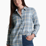 Featuring our double-brushed, ultra-soft flannel and a relaxed, feminine fit, the WHISPER delivers everyday comfort and warmth to any occasion. A dropped shirttail hemline and an oversized chest pocket provide an effortless, casual look that adapts to work or play, indoors or out.