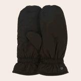 Pair of black mittens on a beige background