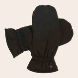 Black mittens on a beige background