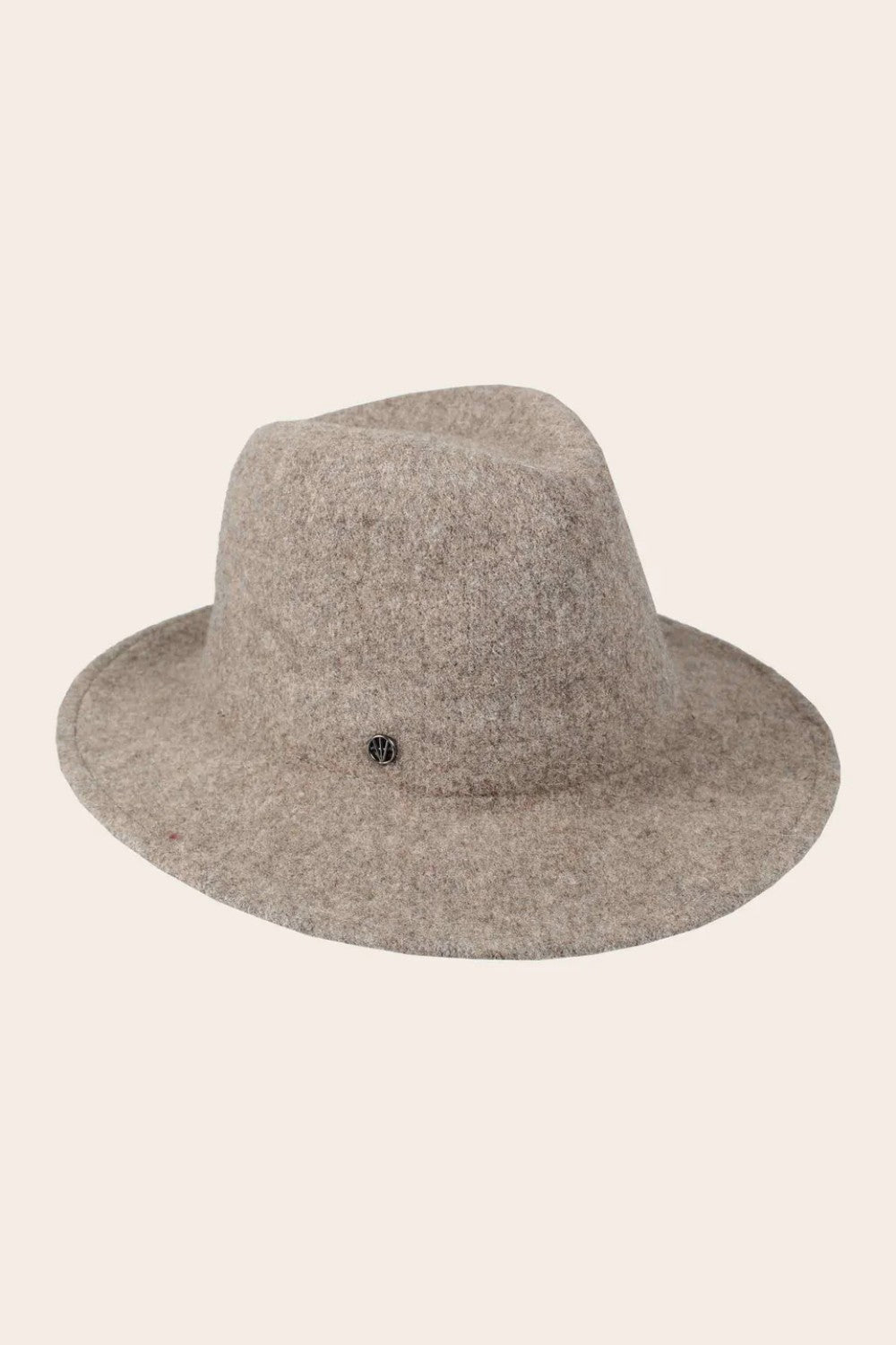 Tan fedora hat on a beige background