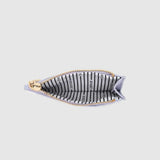 Light purple cardholder with gold zipper on a light gray background