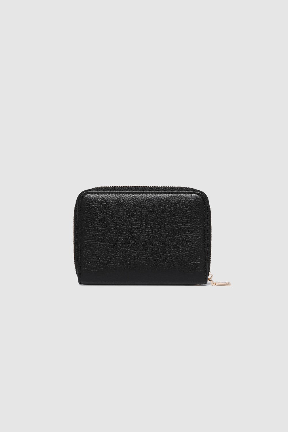 Black wallet on a white background.