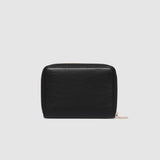 Black wallet on a white background.
