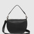A black pebbled leather shoulder bag with a top handle and a detachable shoulder strap, shown against a light gray background. The brand name 'LOUENHIDE' is embossed on the strap.
