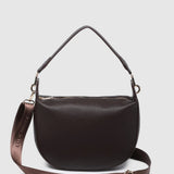 A dark brown pebbled leather shoulder bag with a matching adjustable shoulder strap featuring the brand name 'LOUENHIDE', shown against a light gray background.