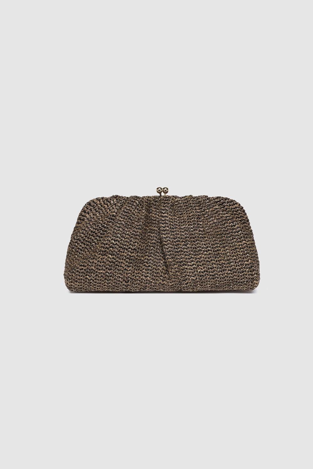 Textured clutch bag on a light gray background