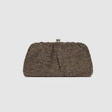 Textured clutch bag on a light gray background