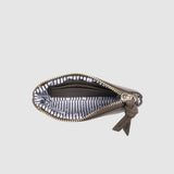 Brown zippered pouch on a white background