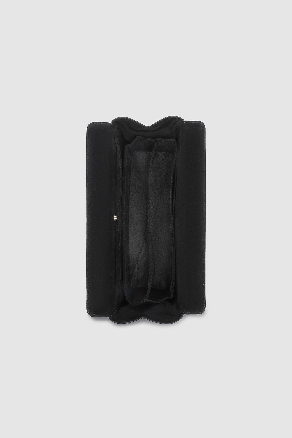 Black travel case on a light gray background