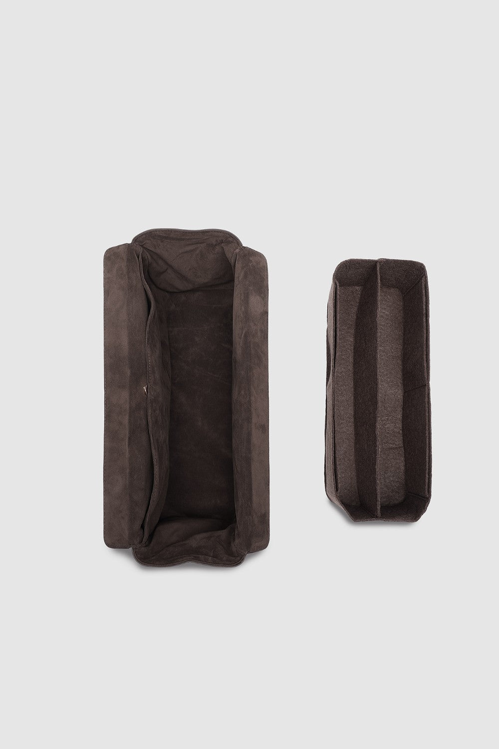 Brown pleather case on a white background