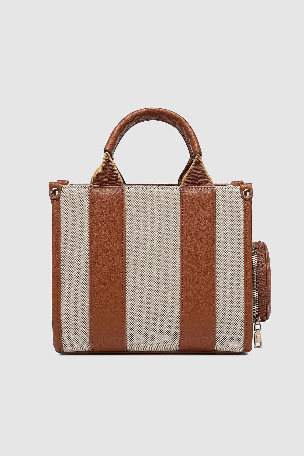 Handbag with brown on a light gray background