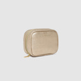 Champagne coloured jewellery case on white background