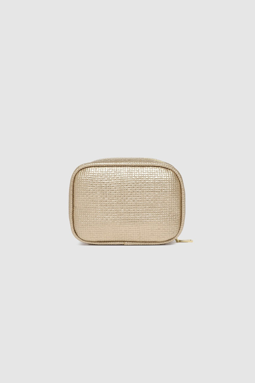 Champagne coloured jewellery case on white background