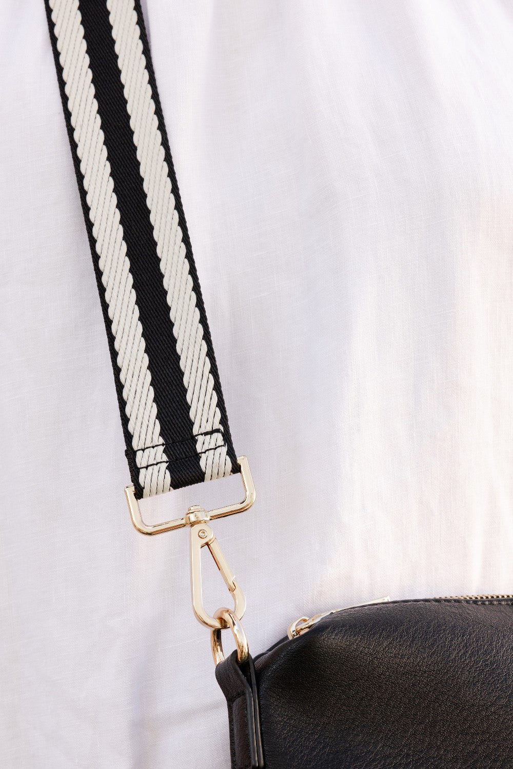 Black striped strap on a white background
