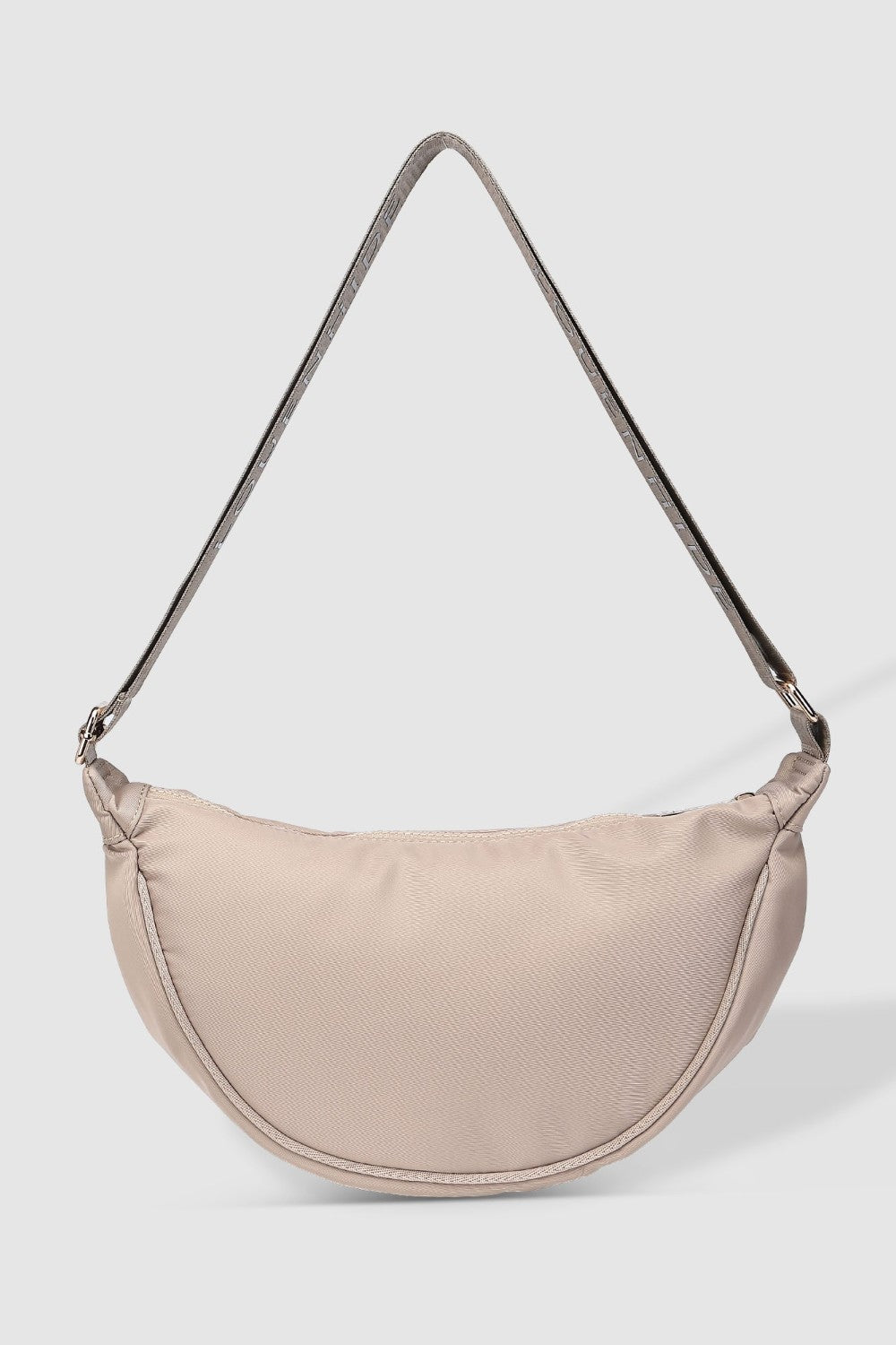 Beige handbag on a white background