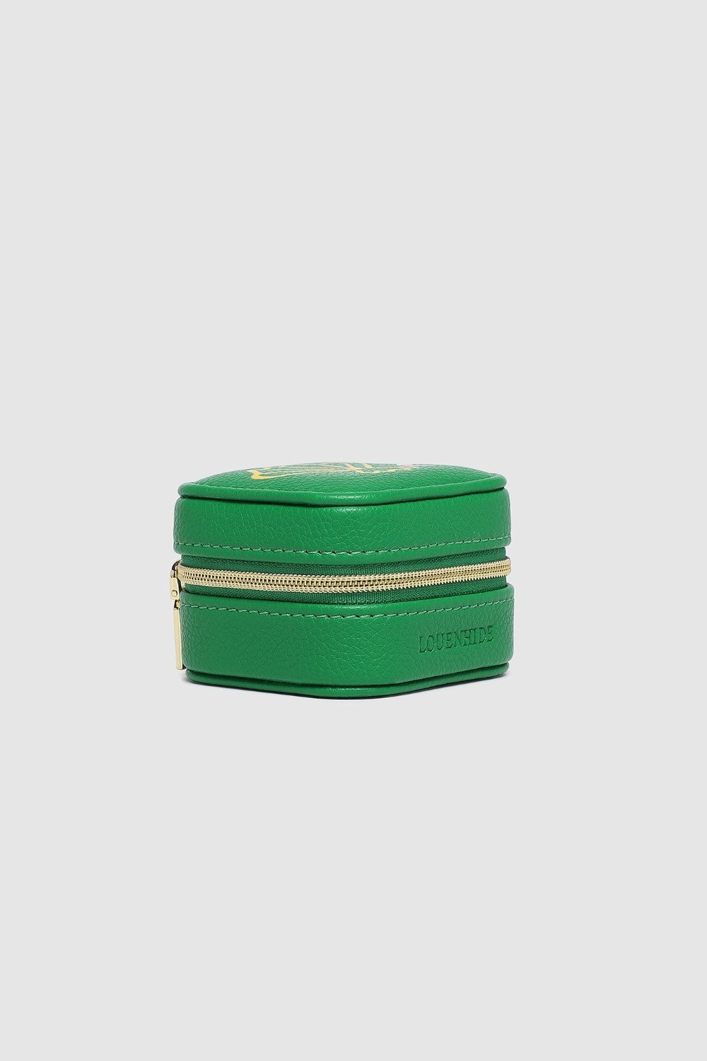 Green jewelry box on a light gray background