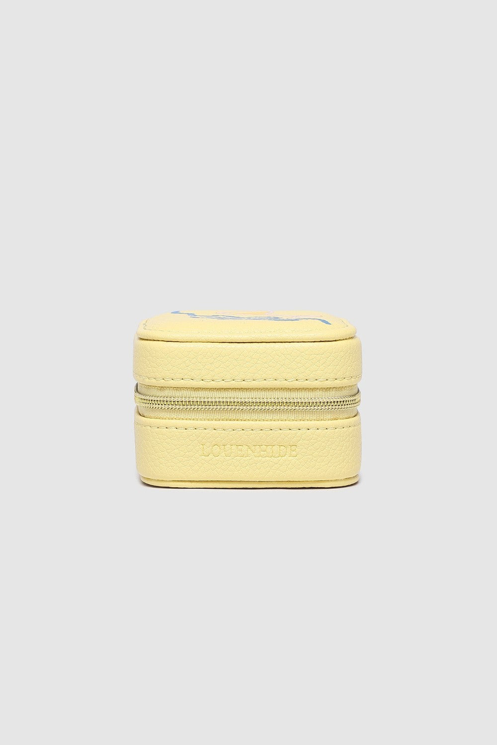 Yellow jewelry box on a light gray background