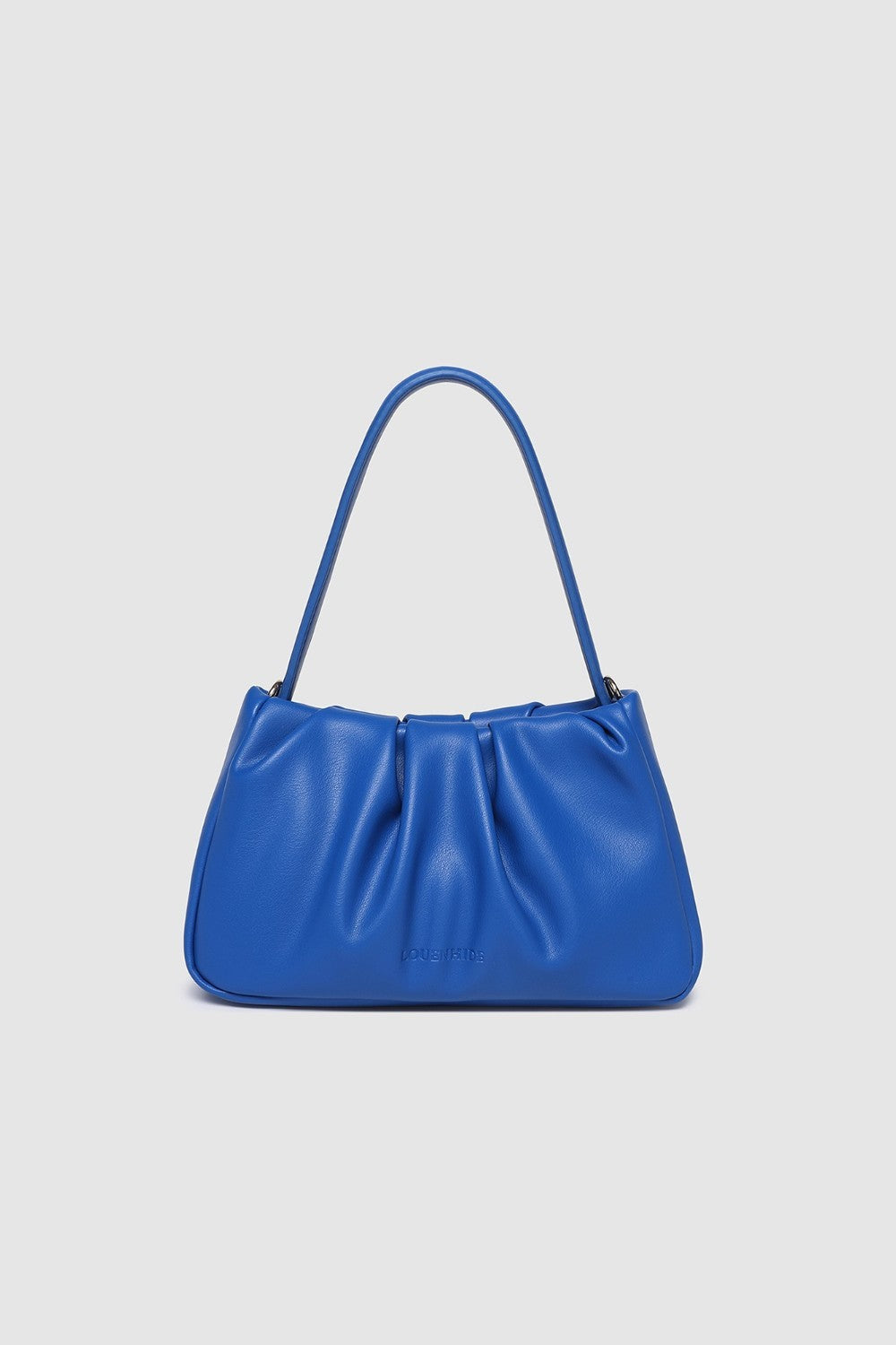 Blue handbag on a light gray background