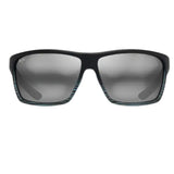 Black sunglasses with gray lenses on a white background