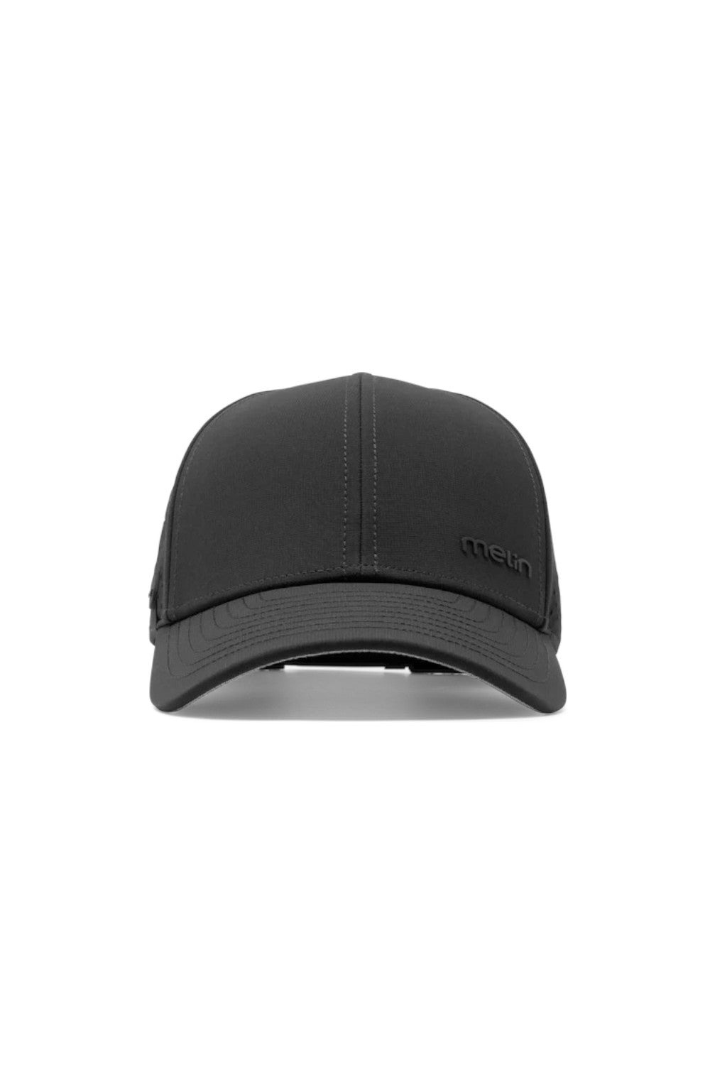 Black cap with a brand logo on a white background