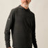 Man wearing a dark gray long-sleeve shirt with a hood against a plain background