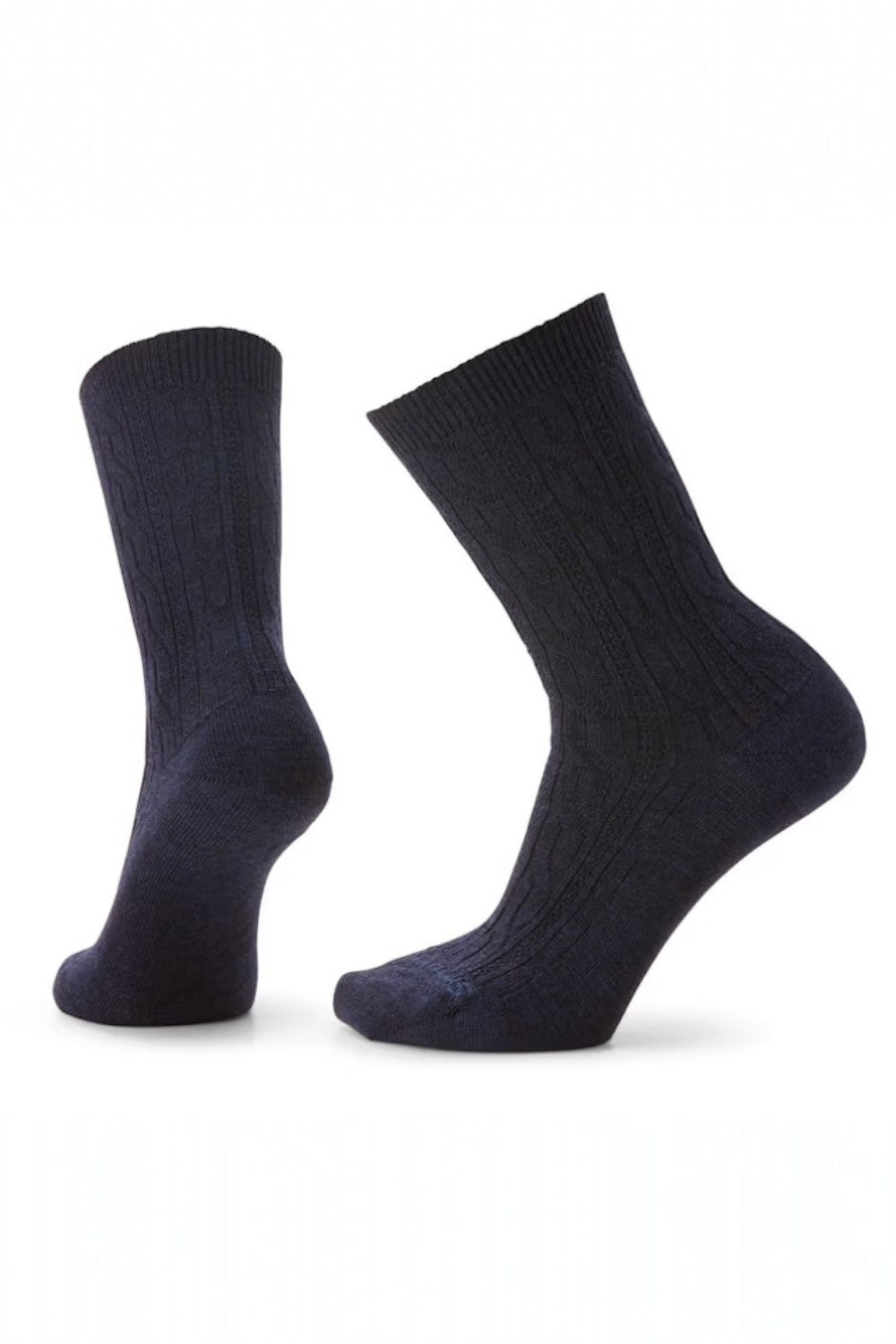 Pair of dark blue socks on a white background