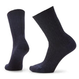 Pair of dark blue socks on a white background
