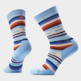 Pair of striped socks with a blue background