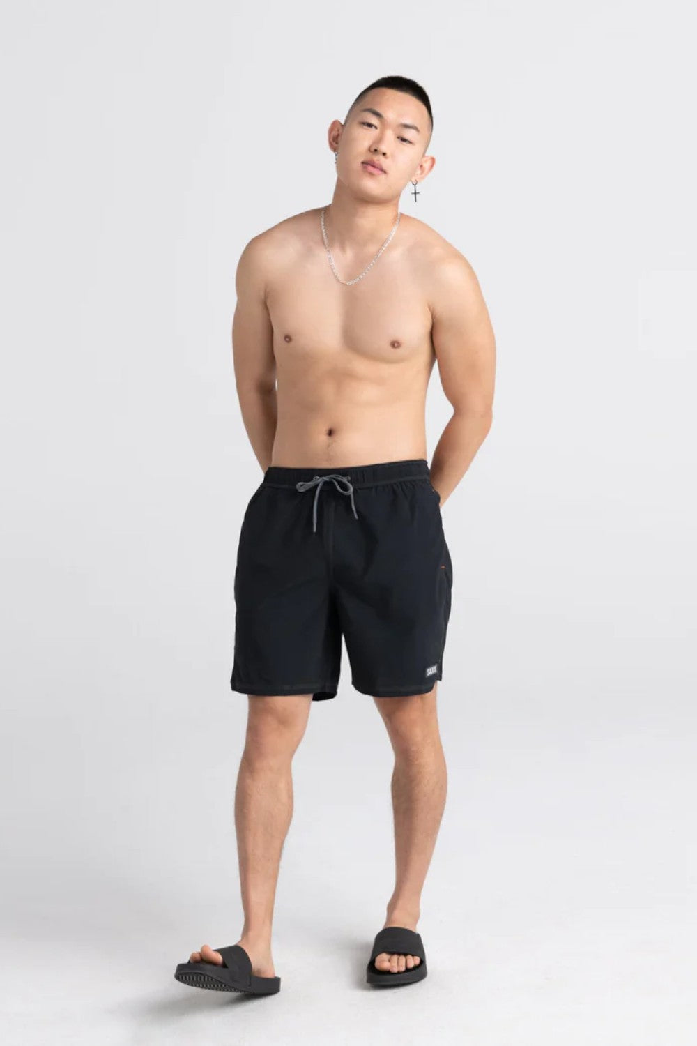 These 2N1 swim shorts combine a Slim Fit liner over a fixed-waist shell. The integrated liner is form-fitting through the butt and thighs. Beach bash and beyond. Featuring an ultra-light mesh liner and the BallPark Pouch™, Oh Buoy is primed for your next pool party.