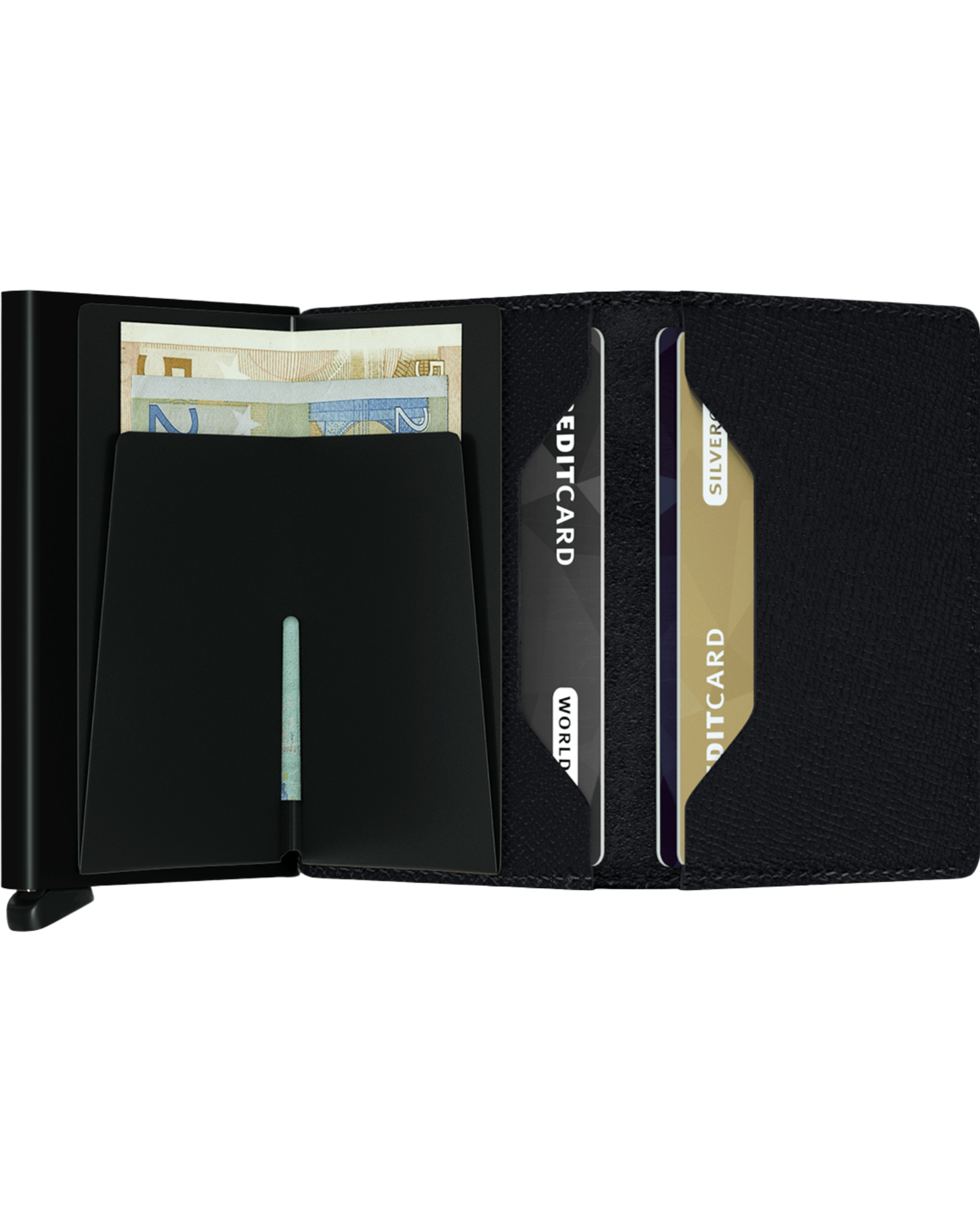 Its slim profile makes the Slimwallet fit perfectly into every pocket.
