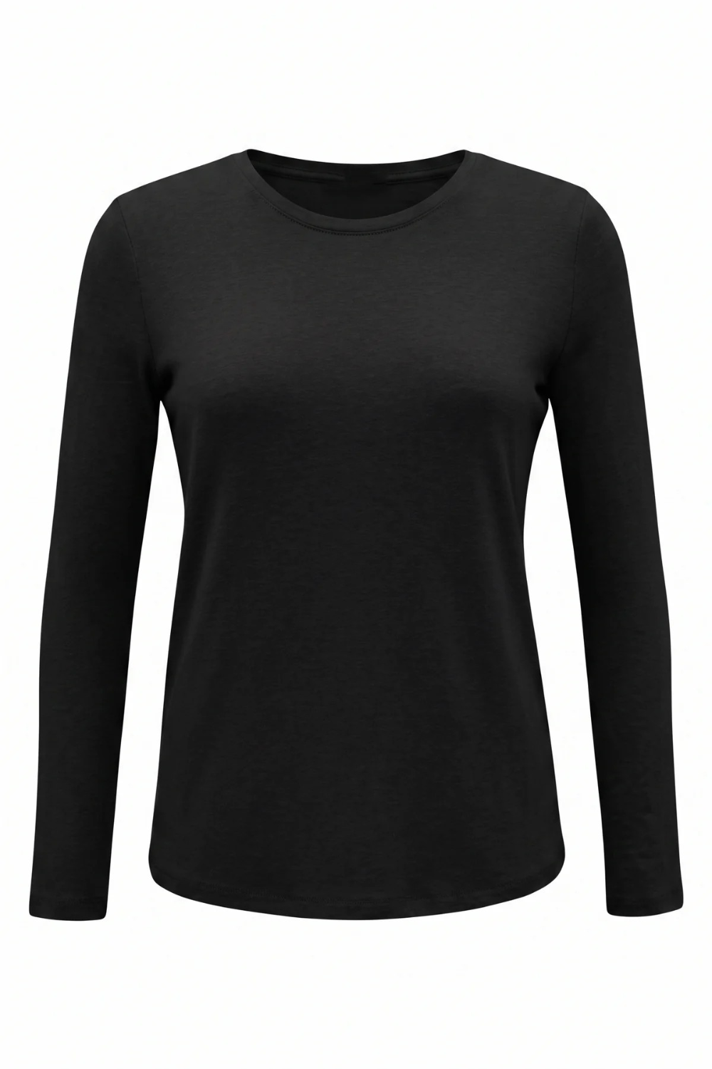Black long-sleeve shirt on a white background