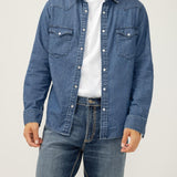 Lean into the classics with a denim shirt featuring western-inspired details like pointed seams, snap buttons and flap pockets. Layer it or let it stand alone, this is a piece you can repeat and remix year-round.