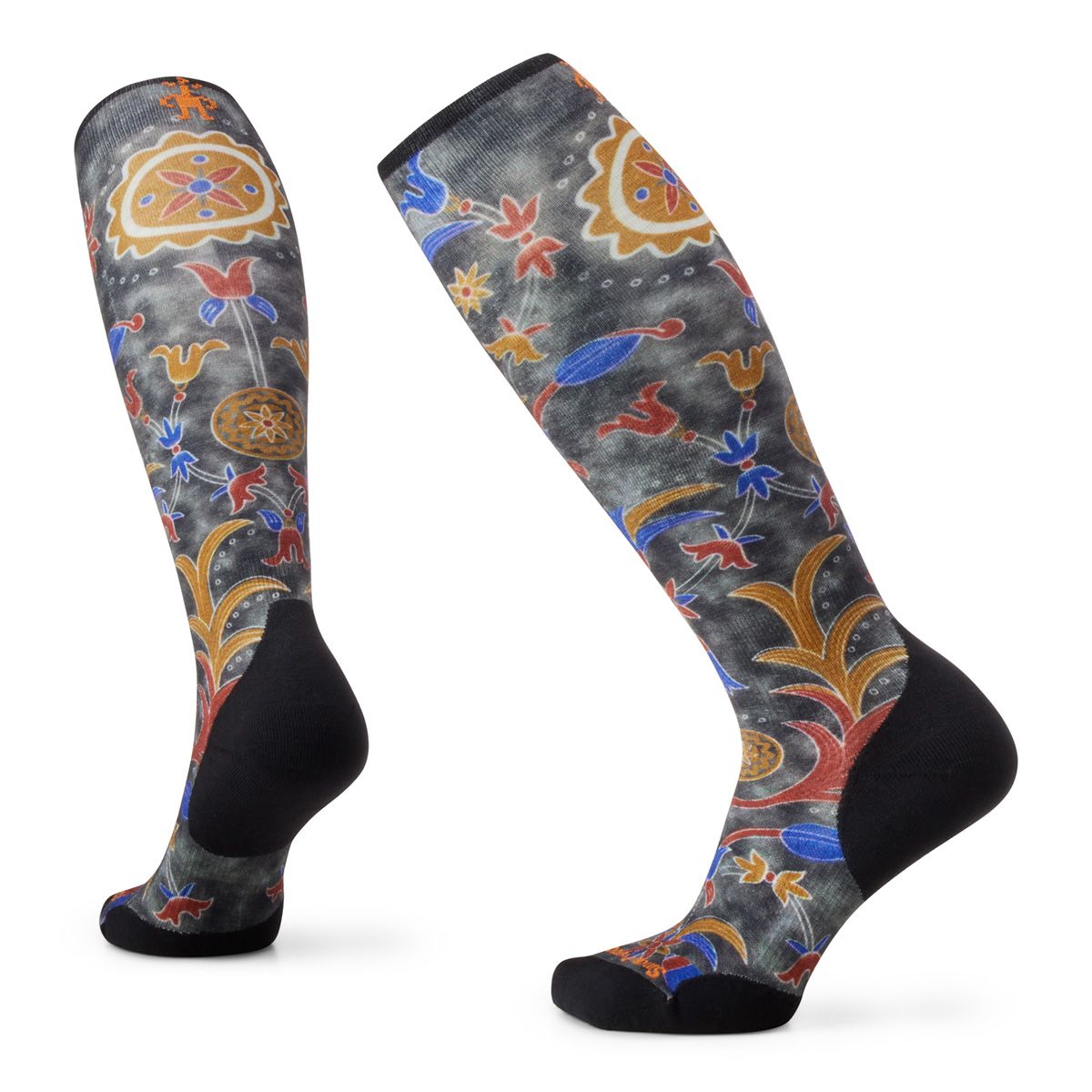Feel like total royalty on your ski runs with our Women's Ski Targeted Cushion Royal Floral Print Over the Calf Socks. 
