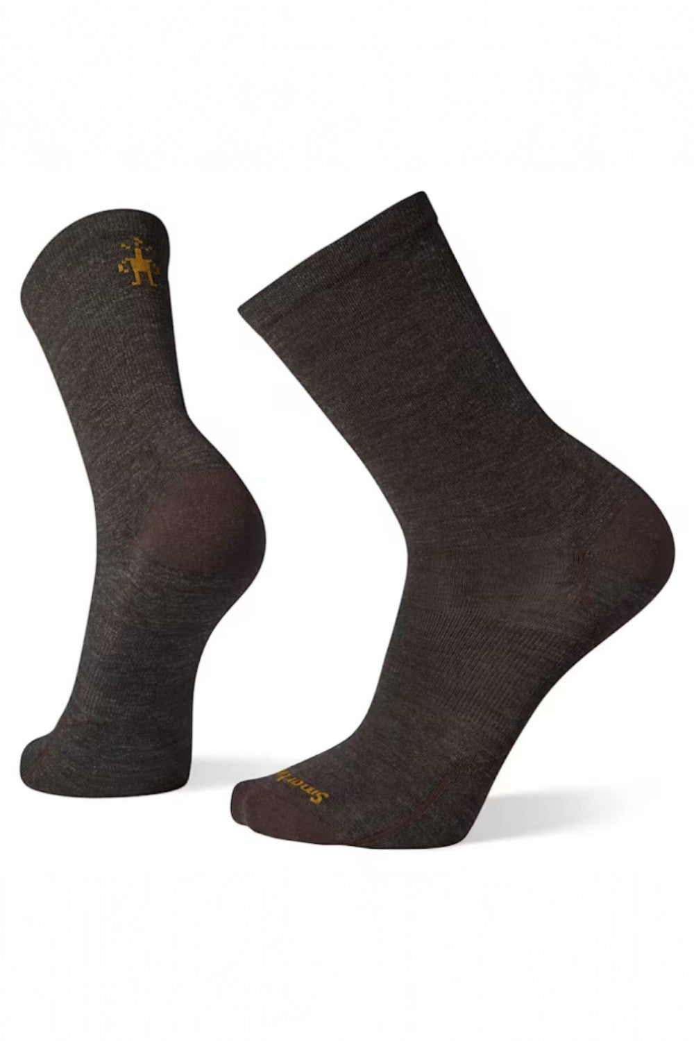 Pair of dark brown socks on a white background
