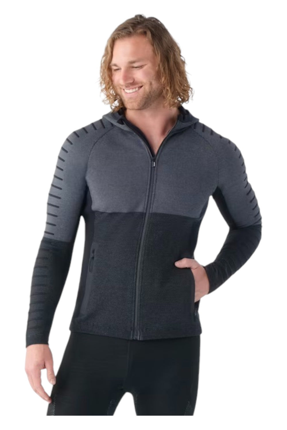 Our Men's Intraknit Merino Fleece Full Zip Hoodie seemlessly integrates insulation, articulation, and ventilation to amplify movement and comfort during your most high-intensity activities. Mesh ventilation under the arms provides beathability where you need it most, while insulating terry loops help make sure you're still warm. From training to running mile after mile, let this men's fleece help you feel your best — start to finish.