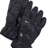 Black gloves with a brand logo on a white background
