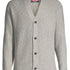 Gray cardigan with a small flag patch on a white background