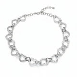 Silver chain necklace on a white background